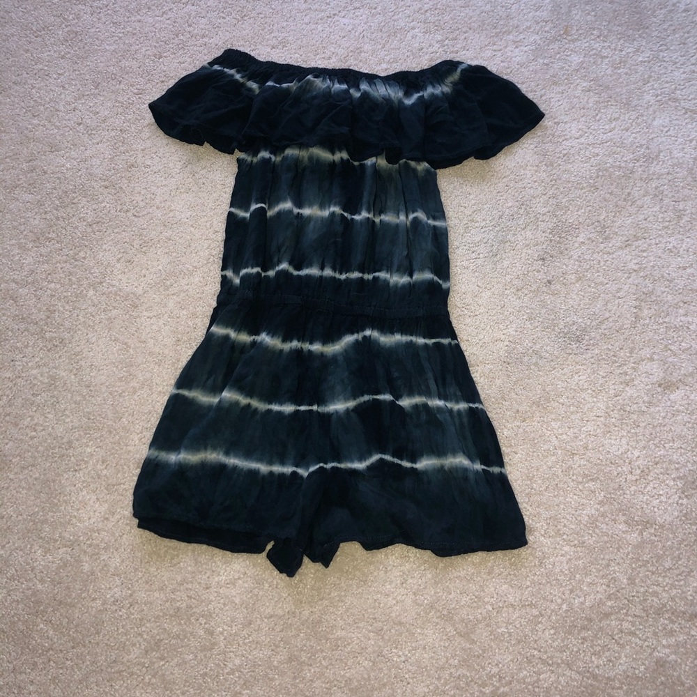 Tie dye print off the shoulder romper